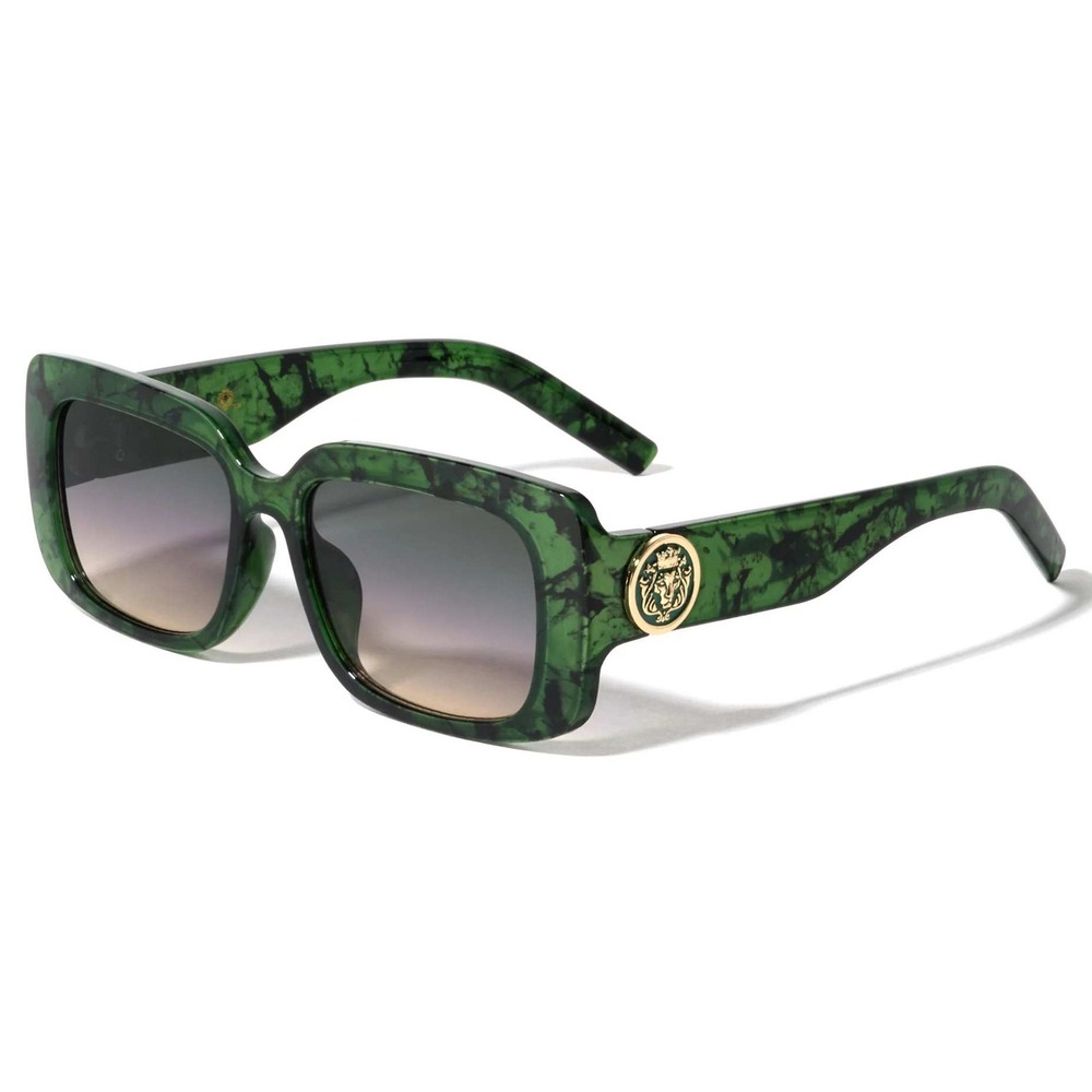 Green Marble Sunglasses‎ Rectangle Frame Lion Head Detail Fashion Shades LENTES